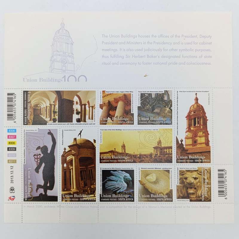 2013 RSA 100 Year Anniversary of the Union Buildings R2 prestige coin set with stamps