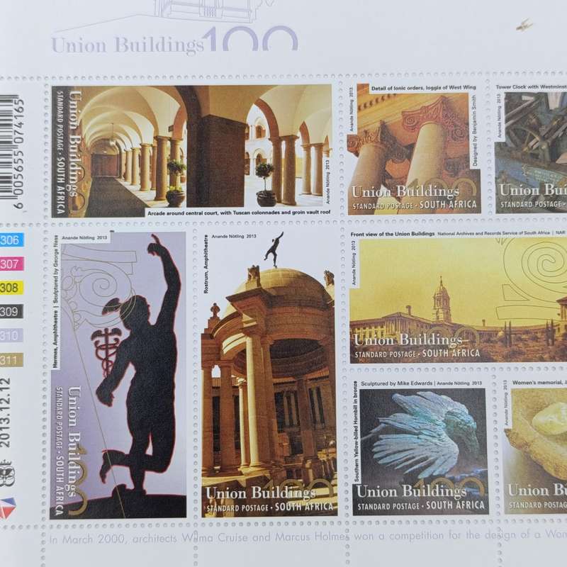 2013 RSA 100 Year Anniversary of the Union Buildings R2 prestige coin set with stamps