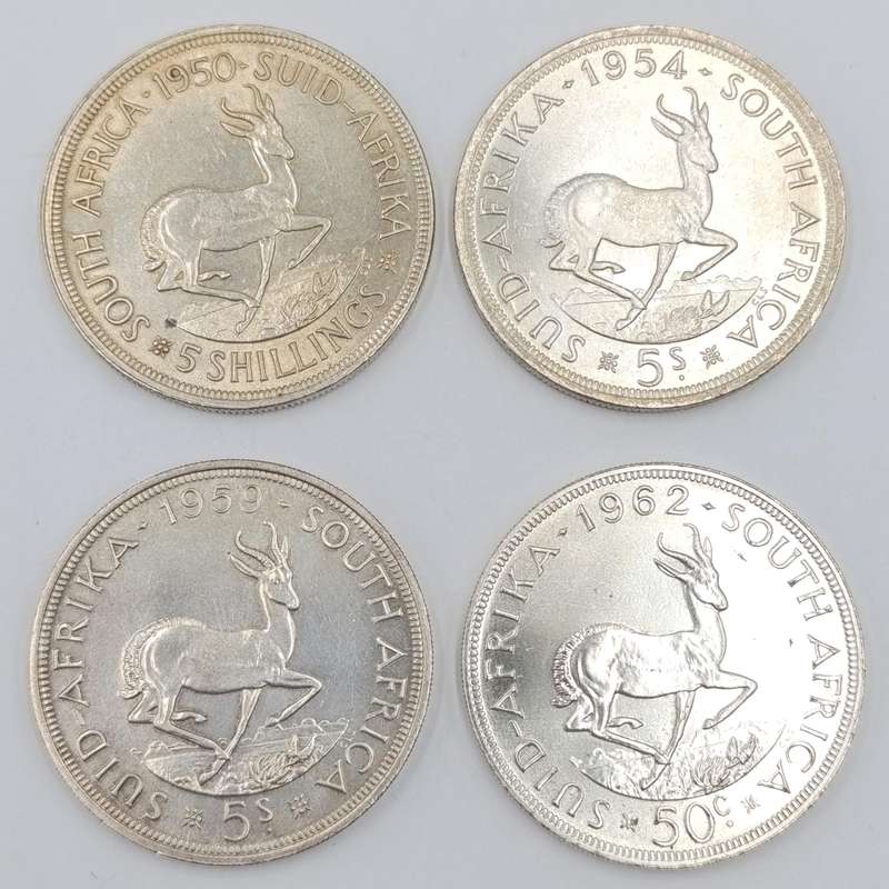 1947-1964 South African silver crown set in case - 1959 and 1962 in top condition