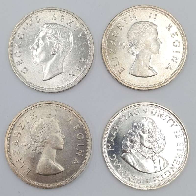 1947-1964 South African silver crown set in case - 1959 and 1962 in top condition