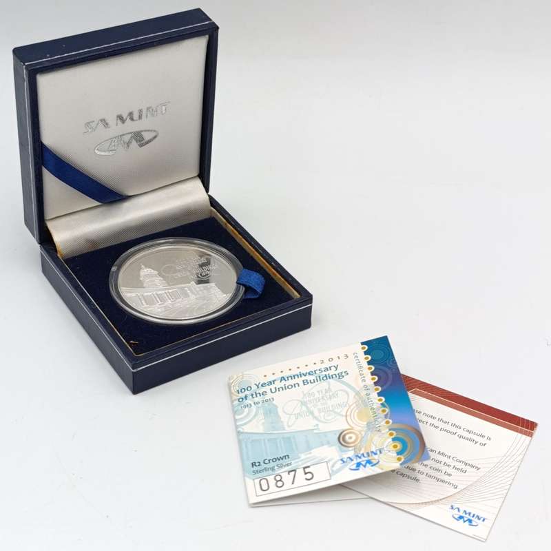 2013 RSA 1oz proof silver R2 - 100 Year Anniversary of the Union Buildings with certificate