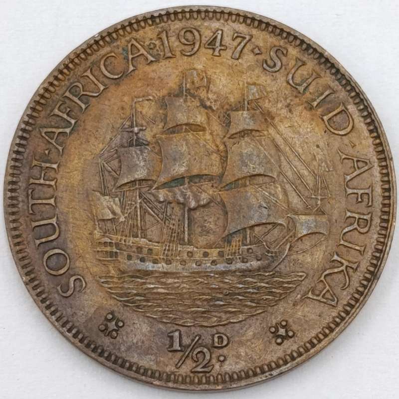 South Africa 1947 Half Penny XF+