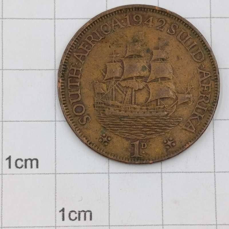 South Africa 1942 pennies with and without dot behind 2