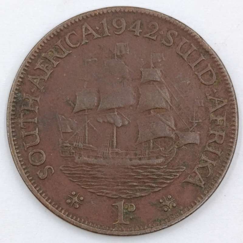South Africa 1942 pennies with and without dot behind 2