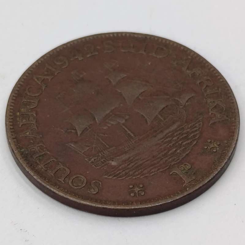South Africa 1942 pennies with and without dot behind 2