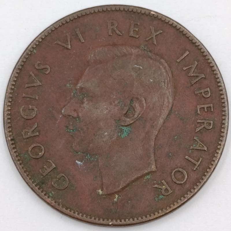 South Africa 1942 pennies with and without dot behind 2
