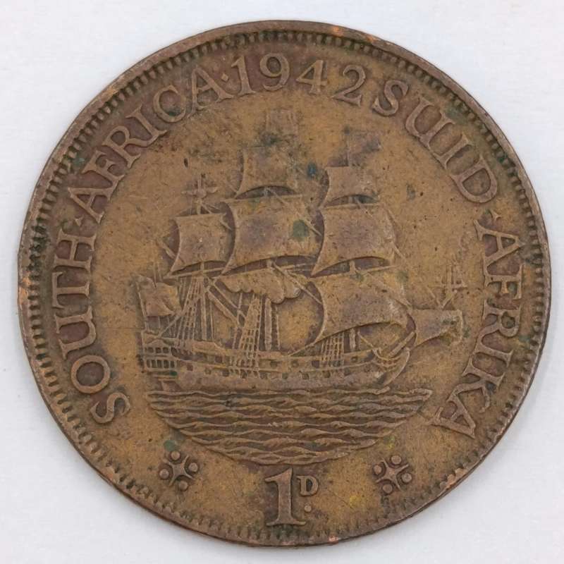 South Africa 1942 pennies with and without dot behind 2