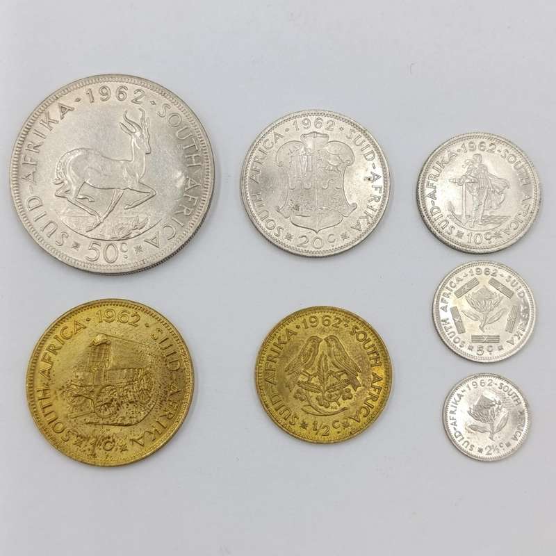 1962 RSA coin set - uncirculated and Au - 1/2 cent to 50 cent