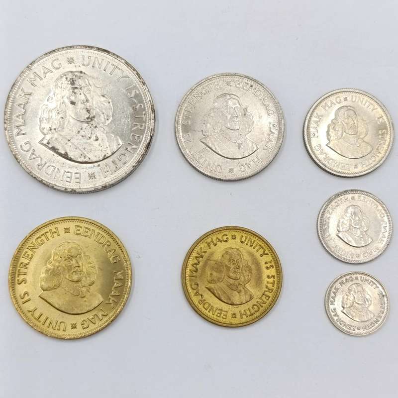 1963 RSA coin set - uncirculated and AU - 1/2 cent to 50 cent