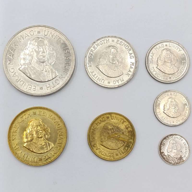1964 RSA coin set - uncirculated and AU 1/2 cent to 50 cent