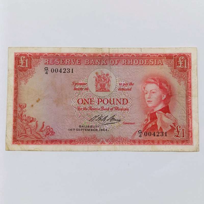 Reserve Bank of Rhodesia One Pound Salisbury 14 September 1964