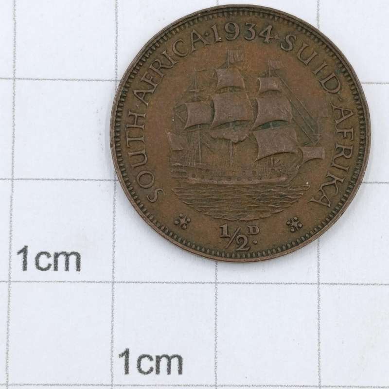 1934 South Africa Half Penny XF excellent rim