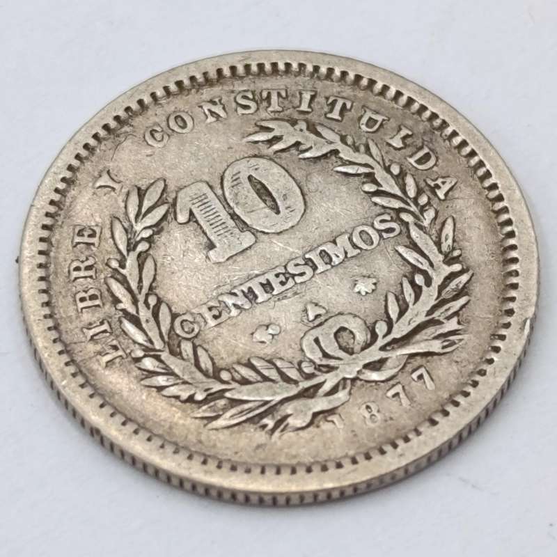 1877 Uruguay silver 10 centimos