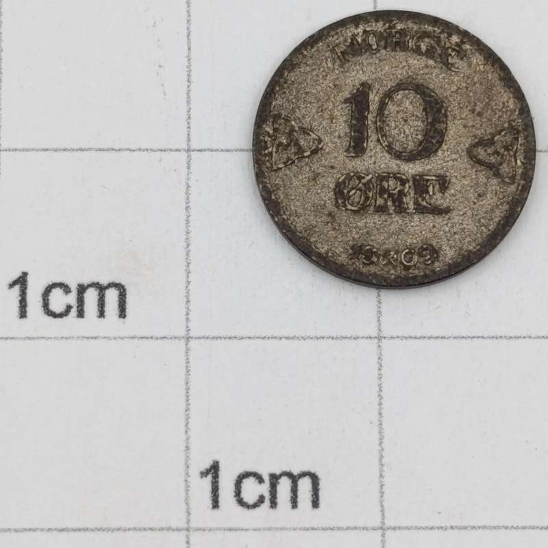 Norway 1909 silver 10 Ore VF+