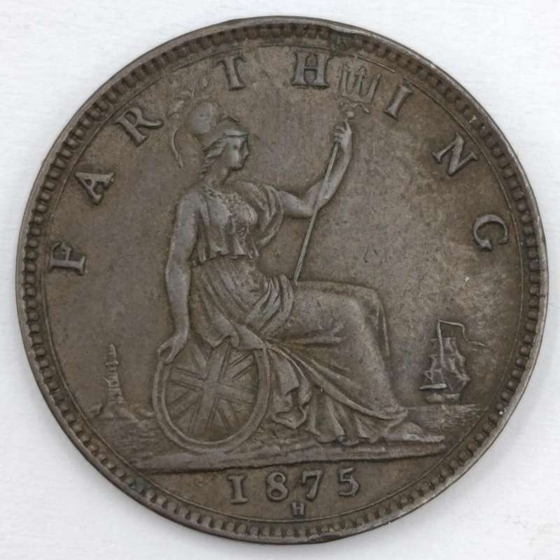 1875H Great Britian Farthing AU+