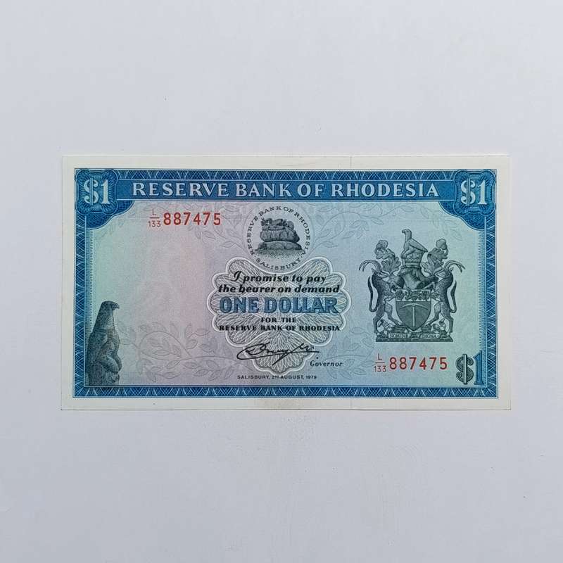 Rhodesia One dollar banknote Salisbury 2 August 1979 uncirculated