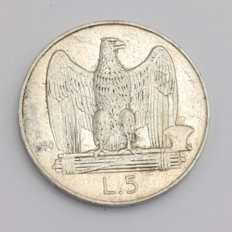 Italy 1930 silver 5 Lire - AU+