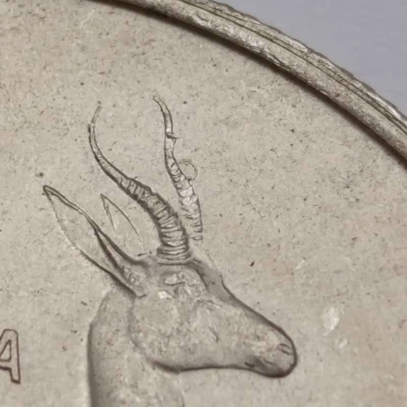 1967 South Africa R1 silver with Bubble on horn (constant variety)