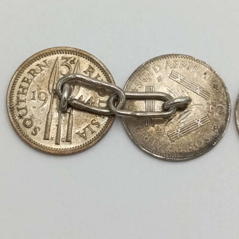 Pair of Rhodesia silver tickeys cufflinks