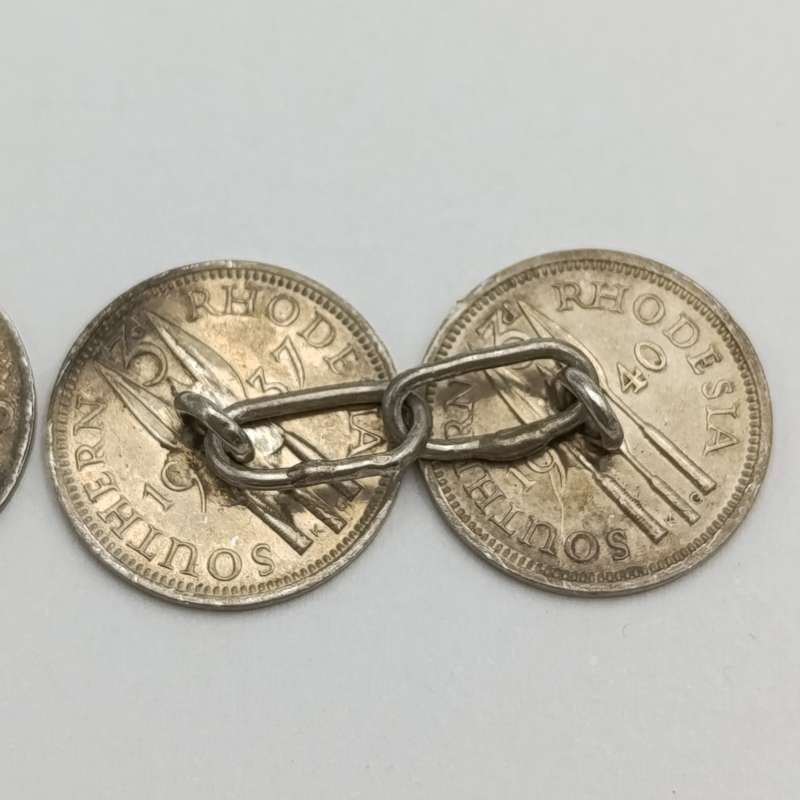 Pair of Rhodesia silver tickeys cufflinks