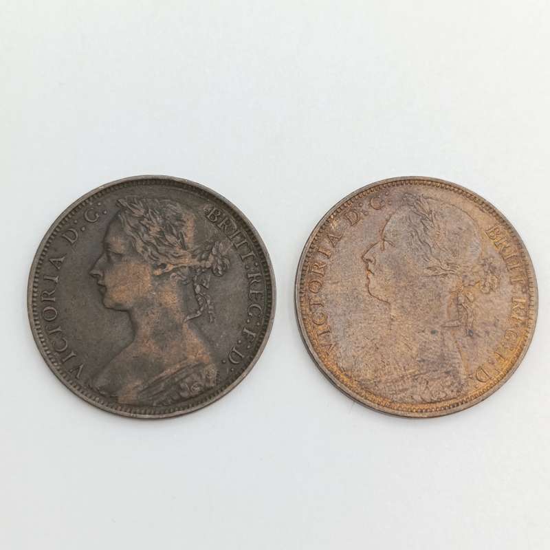 1881 H penny AU -  looks like 13 leaves not 15 plus used penny with 15  leaves