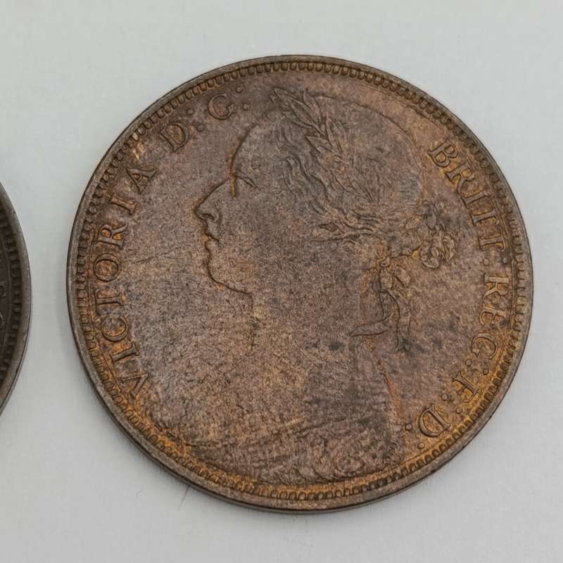 1881 H penny AU -  looks like 13 leaves not 15 plus used penny with 15  leaves