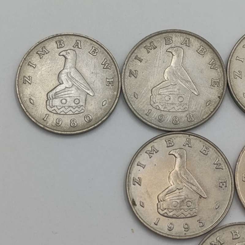 Zimbabwe set of 9 x 50 cent coins 1980 - 2002 period