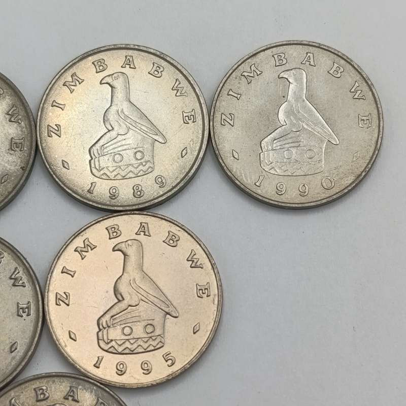 Zimbabwe set of 9 x 50 cent coins 1980 - 2002 period