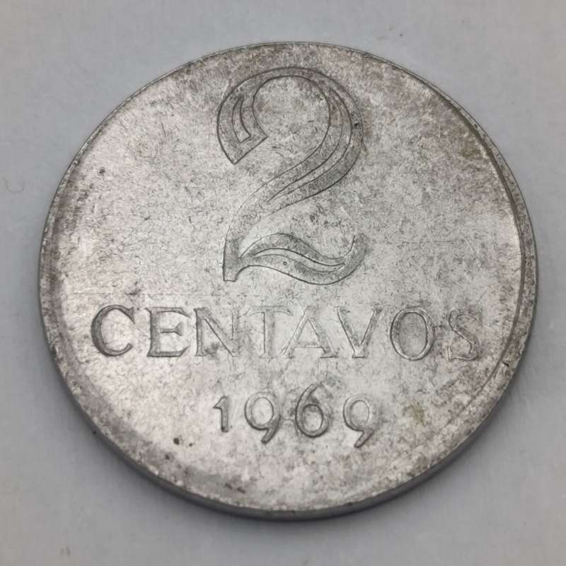 1969 Brazilian 2 Centavos coin struck off-centre