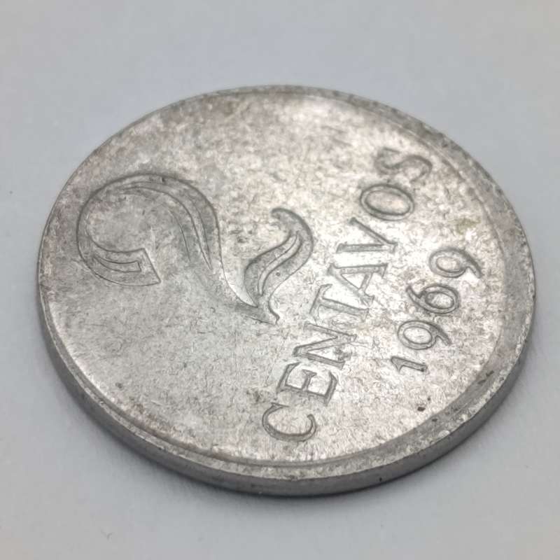1969 Brazilian 2 Centavos coin struck off-centre