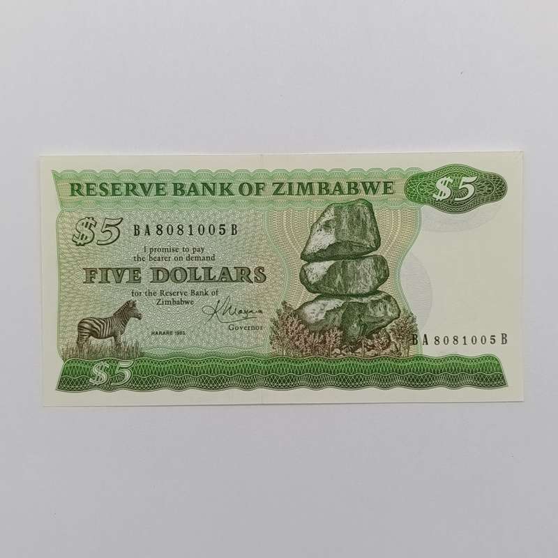 Zimbabwe 1983 Harare $5 Pick 2c lot of 5 banknotes uncirculated with consecutive numbers