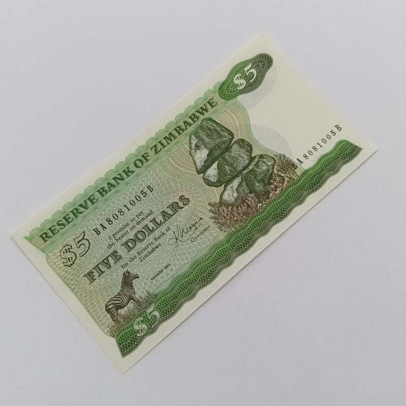 Zimbabwe 1983 Harare $5 Pick 2c lot of 5 banknotes uncirculated with consecutive numbers