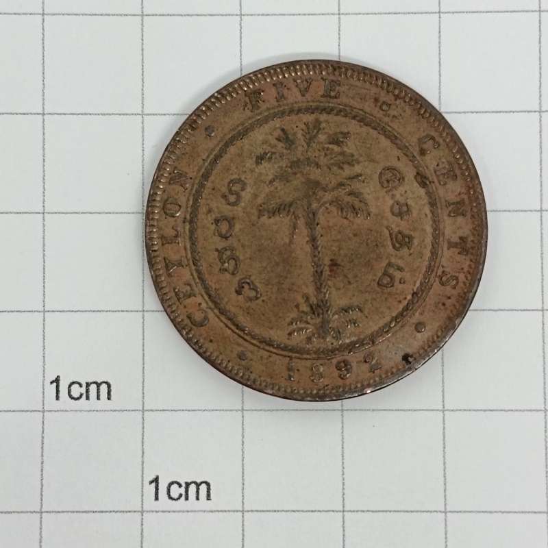 Ceylon 1892 Five Cent XF