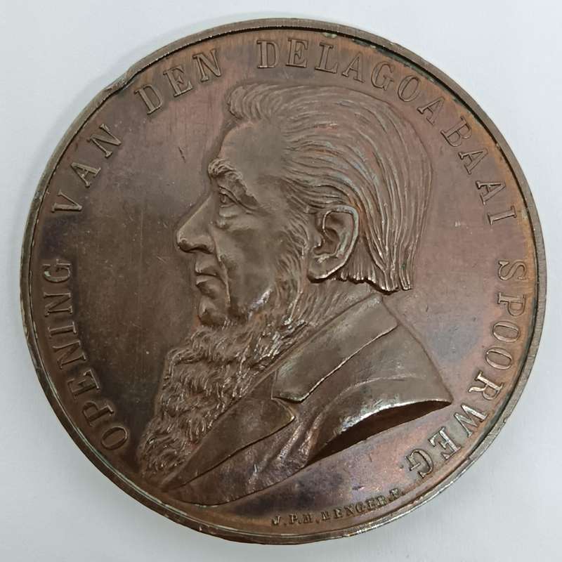 1895 Opening of Delagoa Bay Railways Bronze double Flange Medal 38.2g Excellent Condition