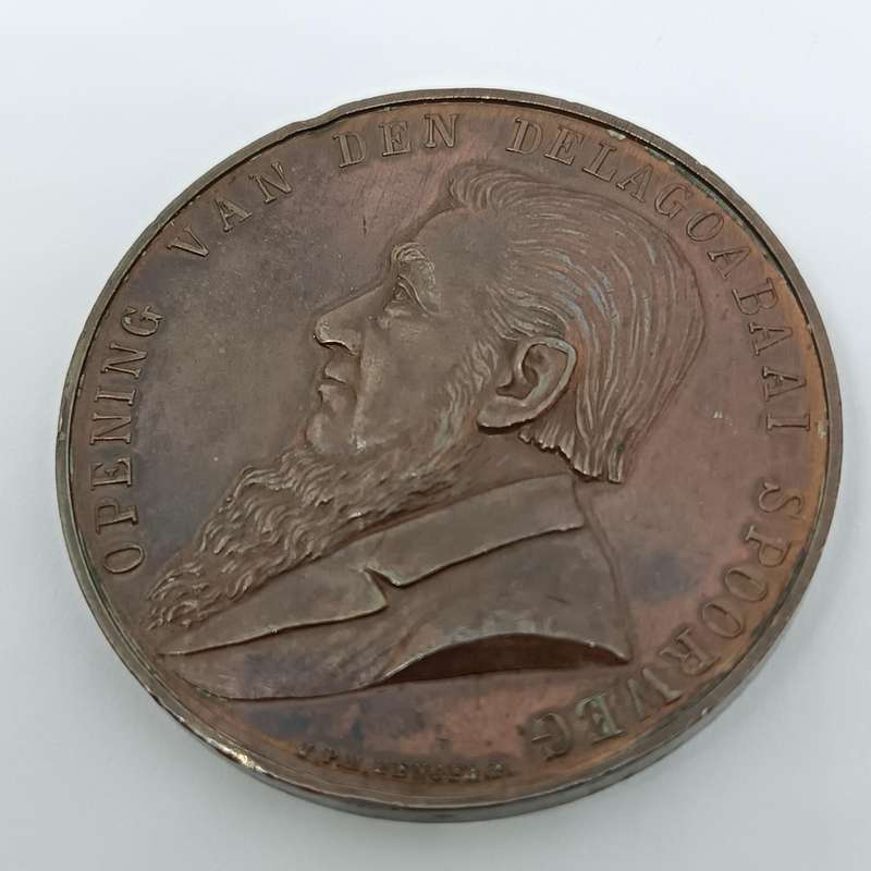 1895 Opening of Delagoa Bay Railways Bronze double Flange Medal 38.2g Excellent Condition