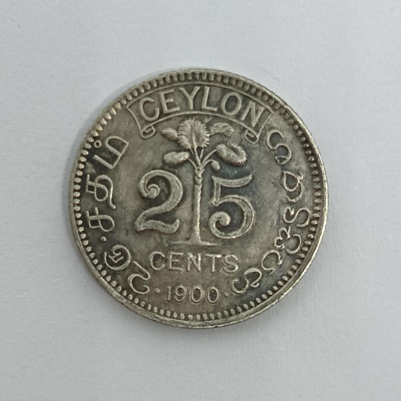 Ceylon 1900 Siler 25 Cent - AU
