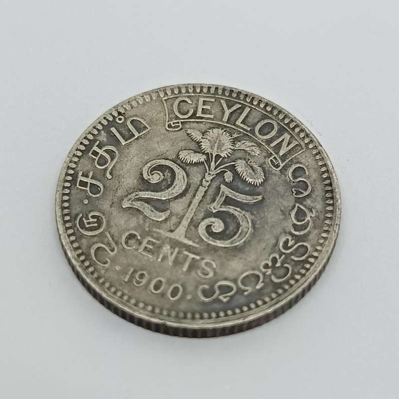 Ceylon 1900 Siler 25 Cent - AU