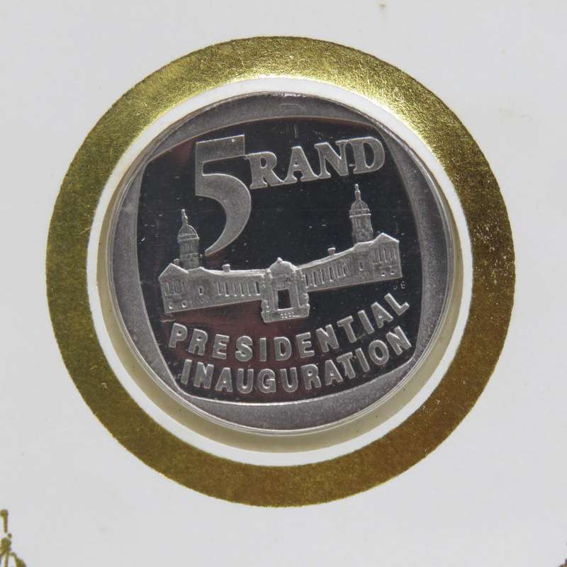 1994 RSA Proof R5 presidential inauguration coin in FDC including FDC 6.3b