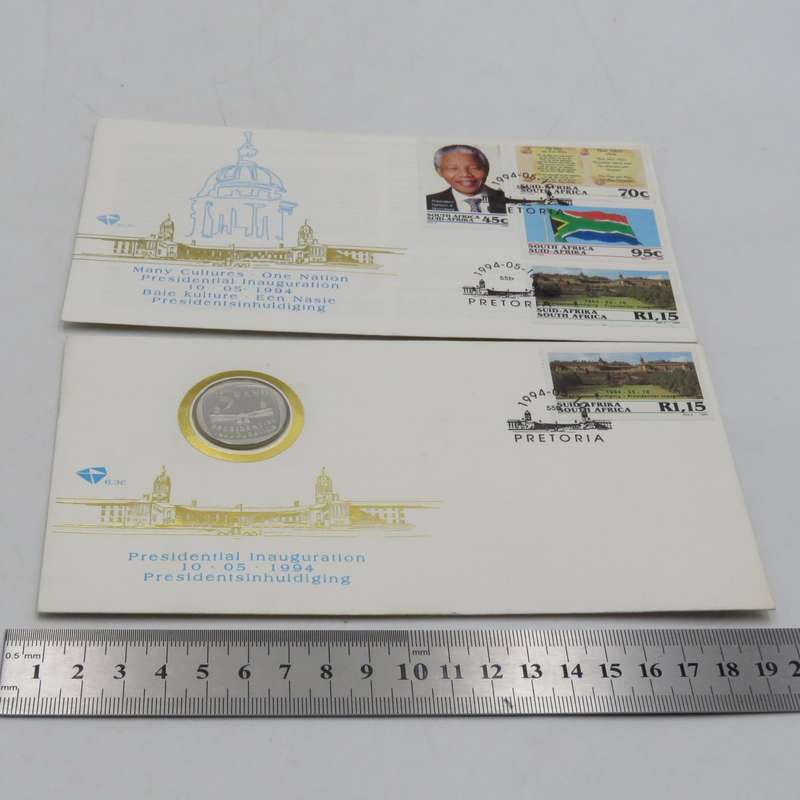 1994 RSA Proof R5 presidential inauguration coin in FDC including FDC 6.3b
