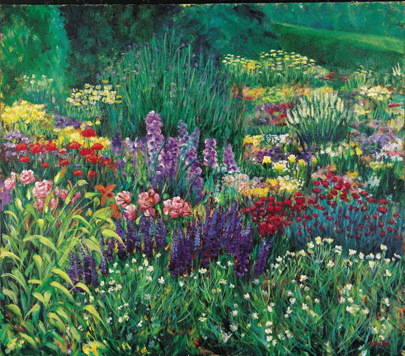 South African investment art - large original Arlene McDade Field of Flowers. Buy direct and save.