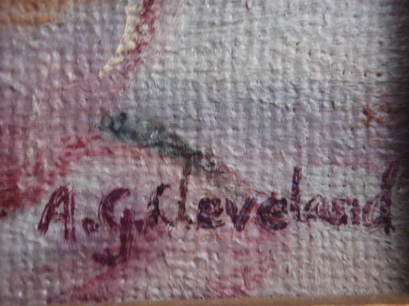 Beautiful impressionist, rose still life by S.African artist,  Anne Cleveland. Friendship Cup.