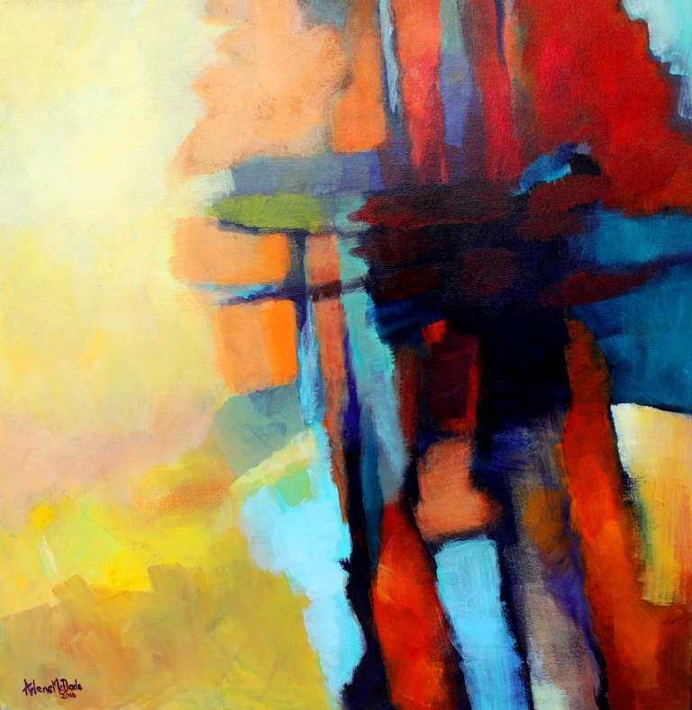 Original abstract Arlene McDade. Serendipity Series Cosmic Juction. Invest in S.African art.