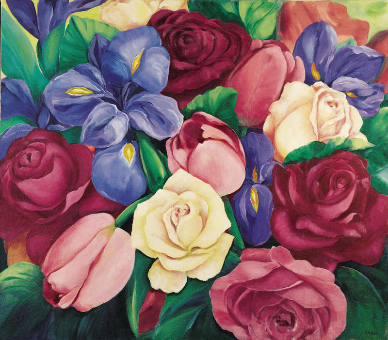 South African investment art Arlene McDade 1948 - Large canvas 128cm x 112cm. Buy direct and save.