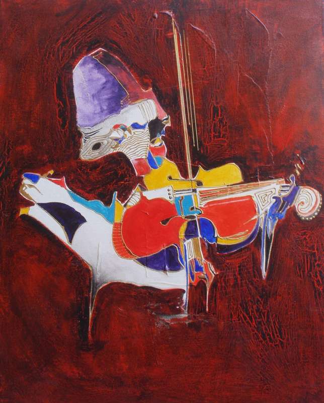 Original abstract painting on canvas - Don Quixote type figure - fascinating detail.