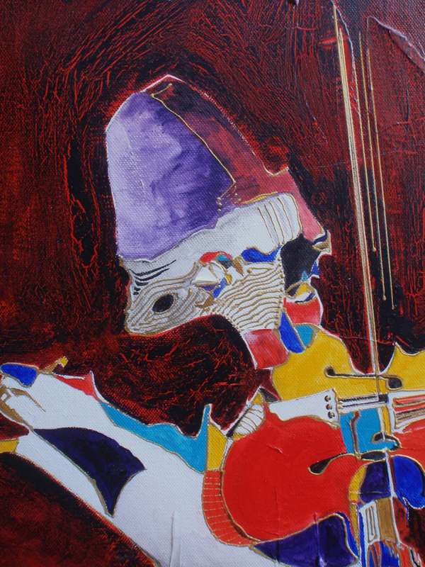 Original abstract painting on canvas - Don Quixote type figure - fascinating detail.