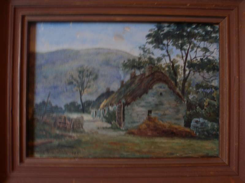 Antique watercolour signed William Newlands 1885. Lovely country cottage scene.