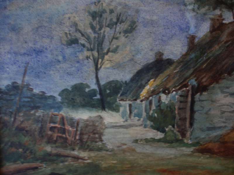Antique watercolour signed William Newlands 1885. Lovely country cottage scene.