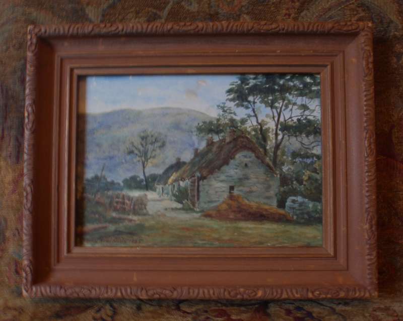 Antique watercolour signed William Newlands 1885. Lovely country cottage scene.