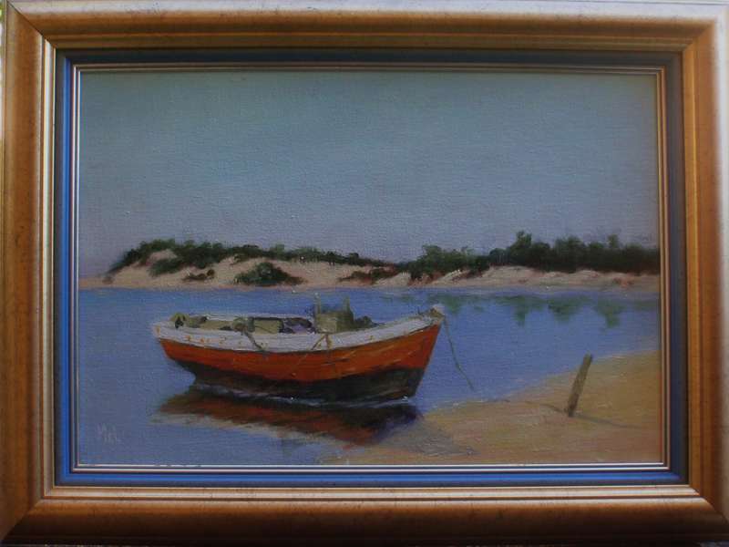 Original oil Tranquil - beautiful day. Stunning piece in gorgeous frame.