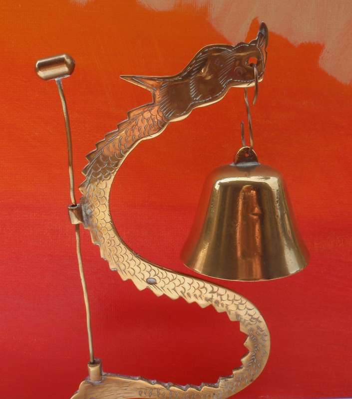 Vintage Chinese Dragon Bell with gong. Beautifully made in brass.